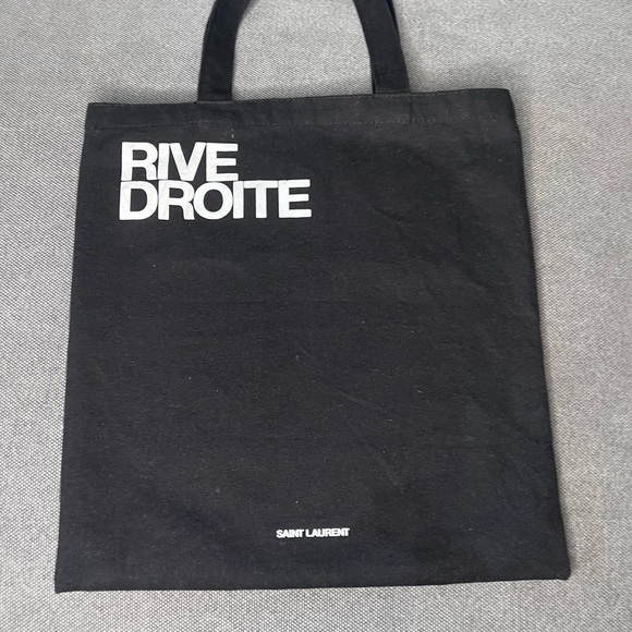 ❤️SOLD❤️Saint Laurent Black Tote Rive Droite Logo Canvas with bag - Picture 1 of 12